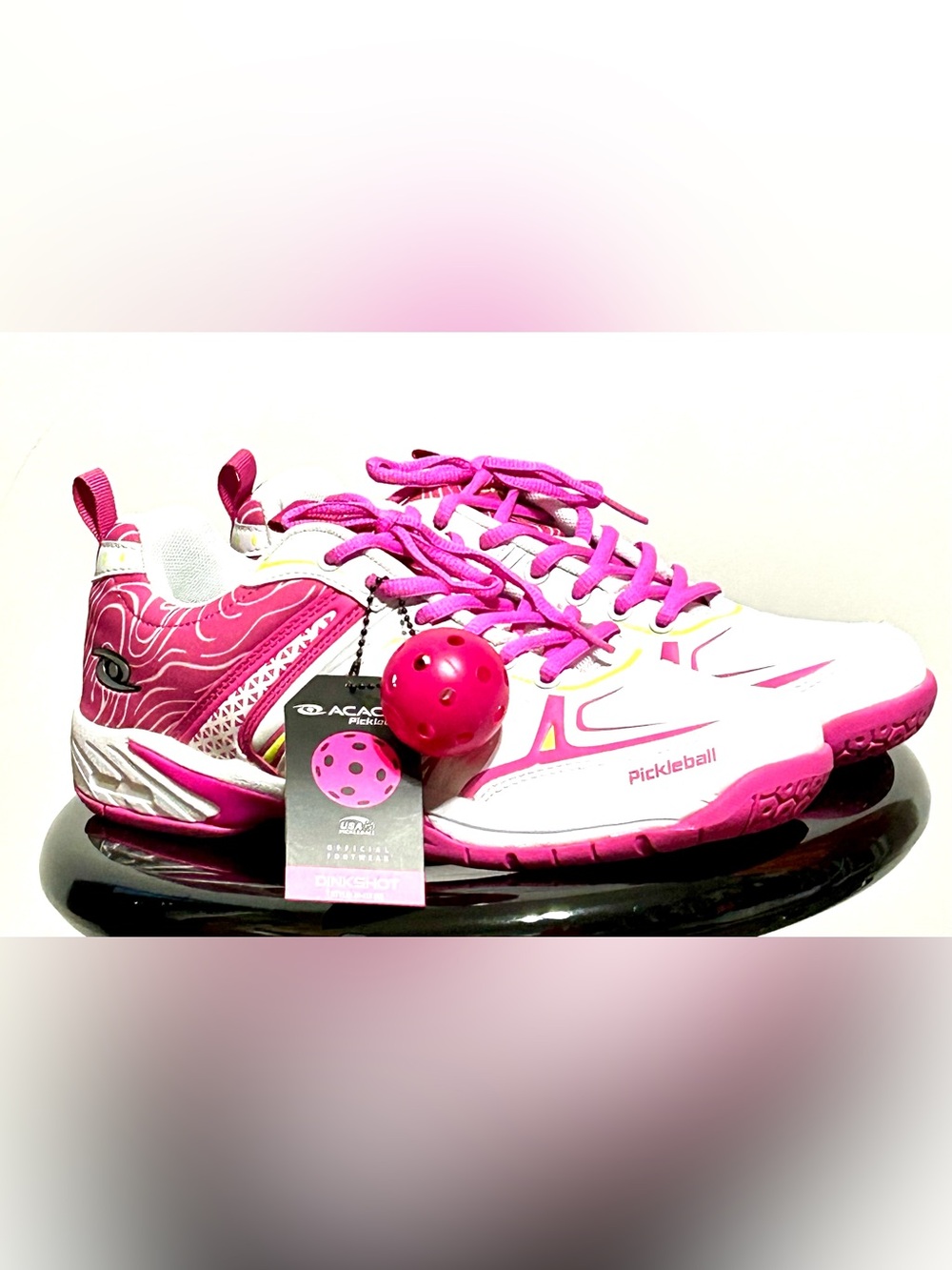 acacia  Dink Shot PickleBall Sneakers Pink and White
